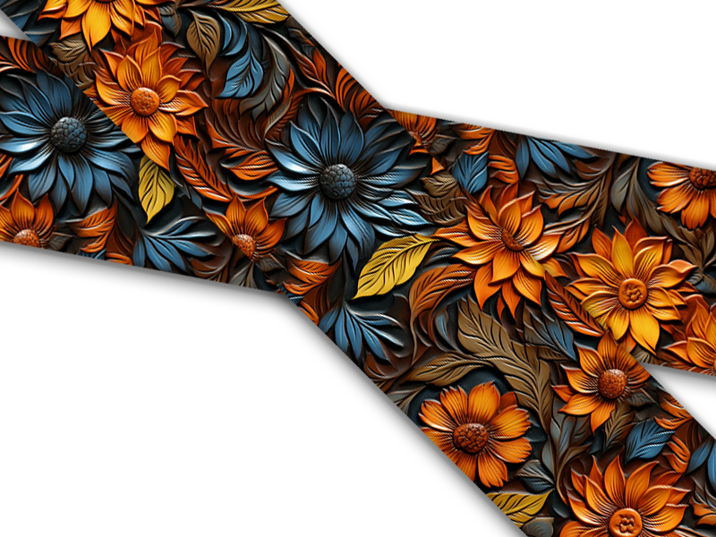 Biothane® with UV print (US import) carved leather crimson