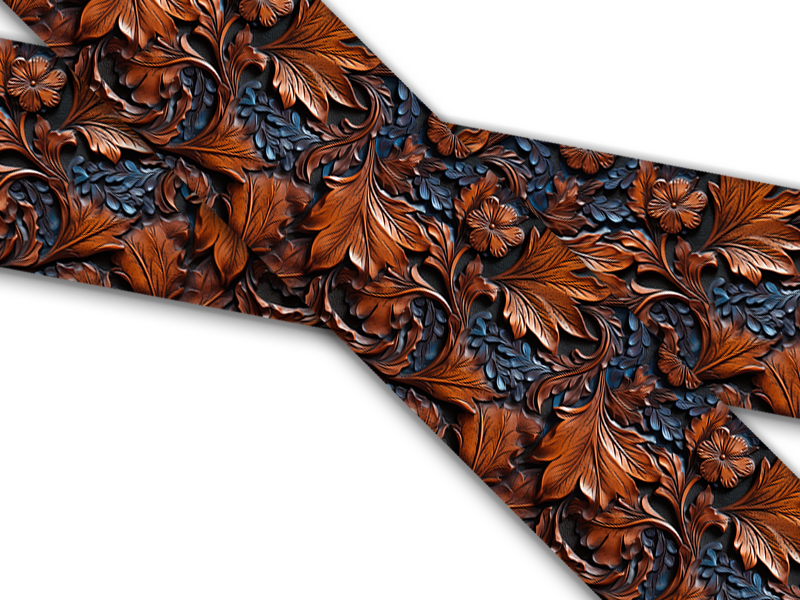 Biothane® with UV print (US import) carved leather crimson