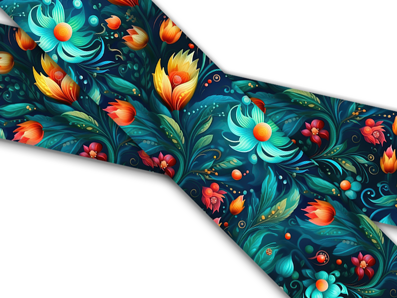 Biothane® with UV print (US import) Ethereal-Floral-Teal