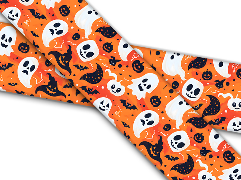Biothane® with UV print (US import) Ghosts-and-Pumpkins
