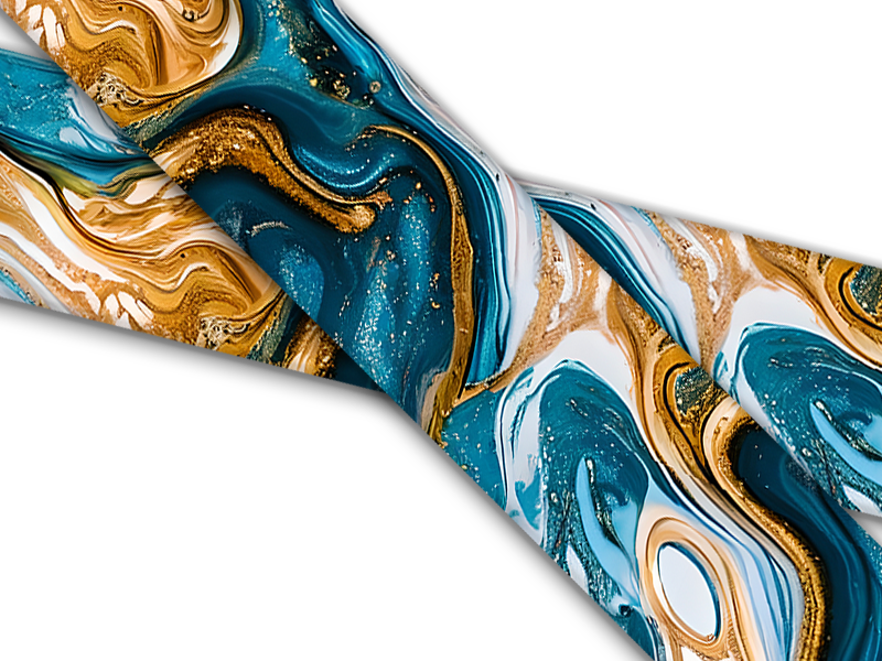 Biothane® with UV print (US import) Aqua-Gold-Marble