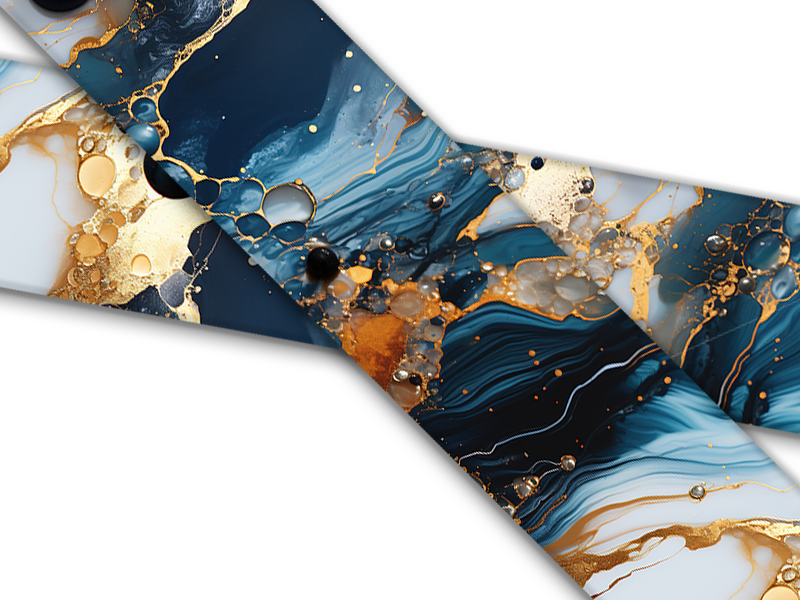 Biothane® mit UV Druck (US Import) Blue-Gold-Marble