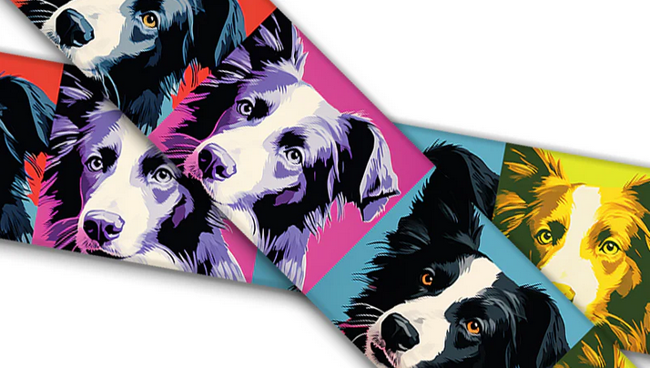 Biothane® mit UV Druck (US Import) Border-Collie Warhol