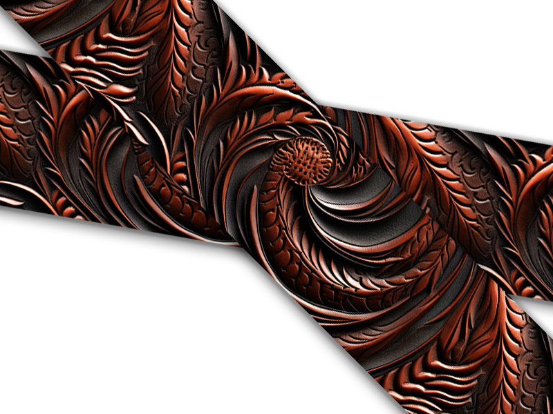 Biothane® mit UV Druck (US Import) Carved-Leather-Feathers