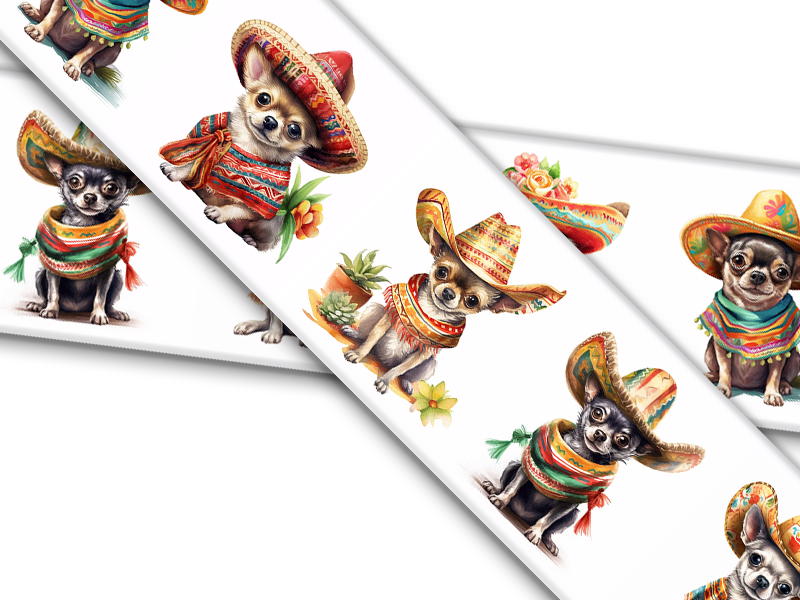 Biothane® with UV print (US import) Chihuahuas-Sombreros