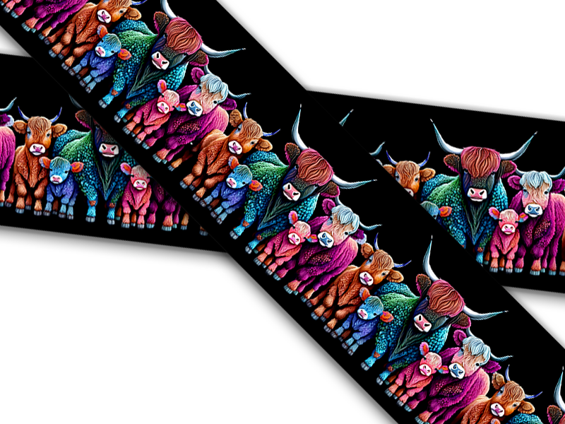 Biothane® mit UV Druck (US Import) Highland-Cows-Neon