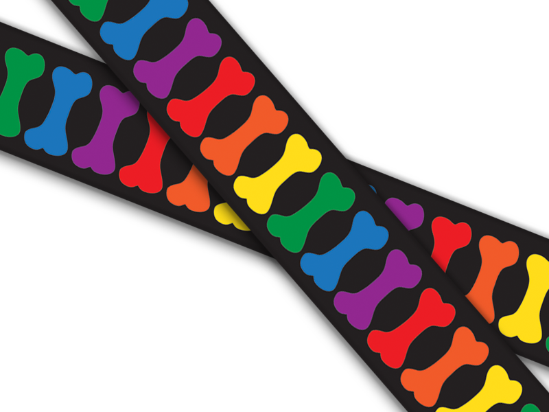 Biothane® con stampa UV (importazione dagli Stati Uniti) Rainbow Bones