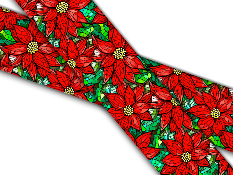 Biothane® with UV printing (US import) Stained-Glass-Poinsettias
