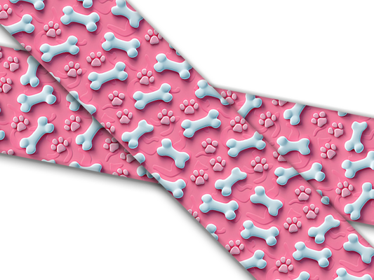 Biothane® mit UV Druck (US Import) Bones and Paws Pink