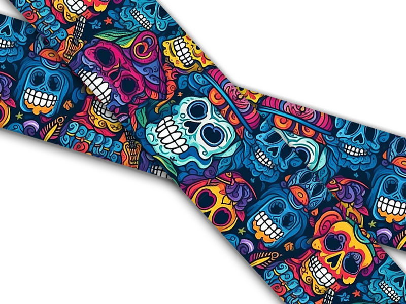 Biothane® with UV print (US import) Colorfull-Skulls