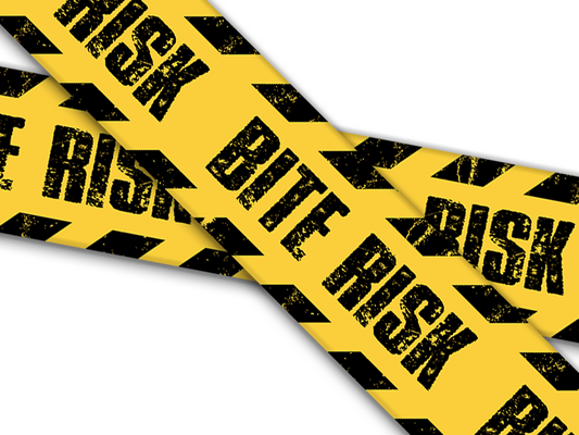 Biothane® mit UV Druck (US Import) Caution Tape Bite Risk Black