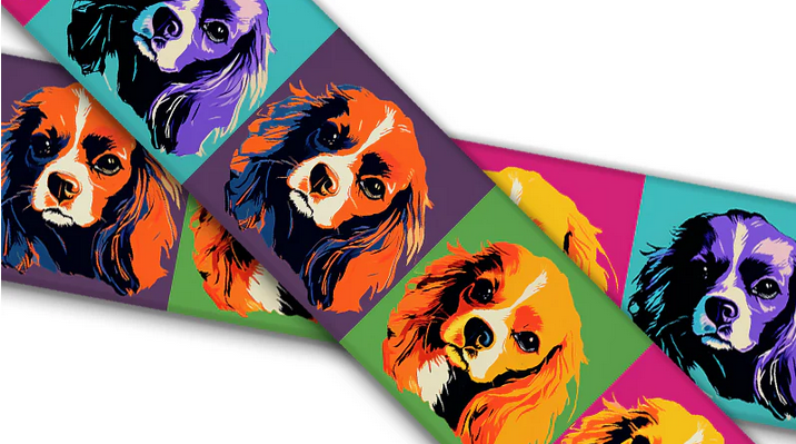 Biothane® mit UV Druck (US Import) Cavalier-King-Charles Warhol