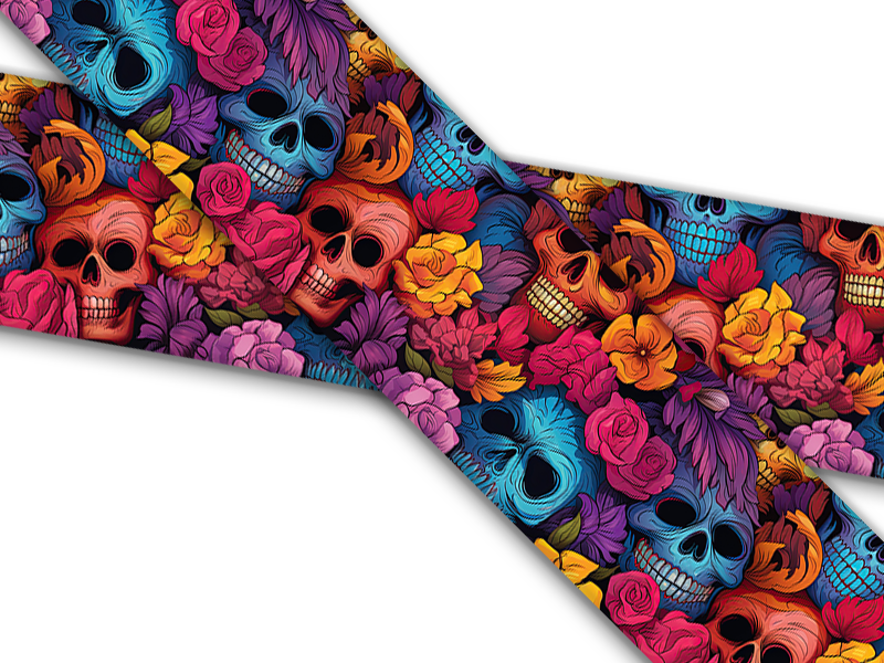Biothane® with UV print (US import) Floral-Skulls
