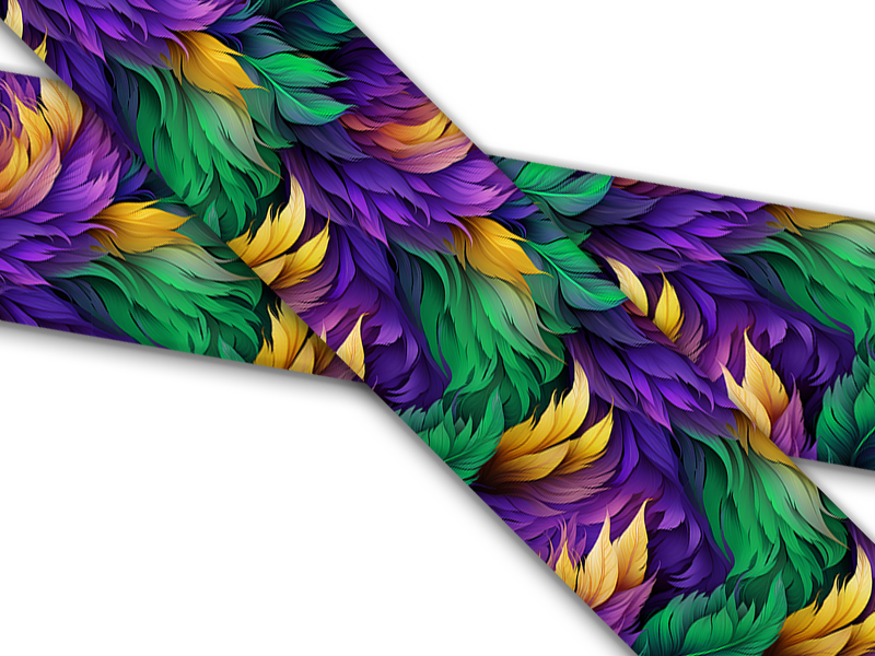 Biothane® with UV print (US import) Mardi Gras Feathers
