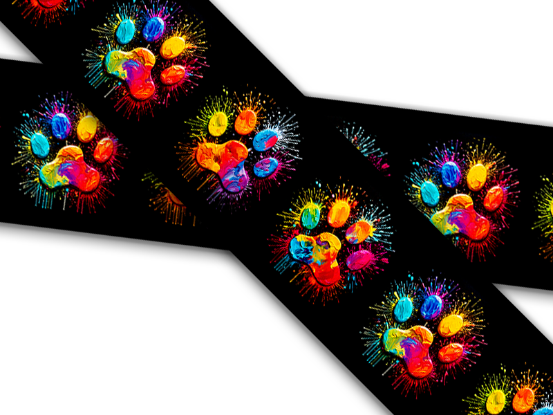 Biothane® mit UV Druck (US Import) Painted-Paws-Black