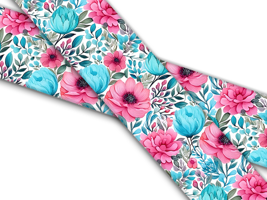 Biothane® mit UV Druck (US Import) Pink-Blue-Flowers