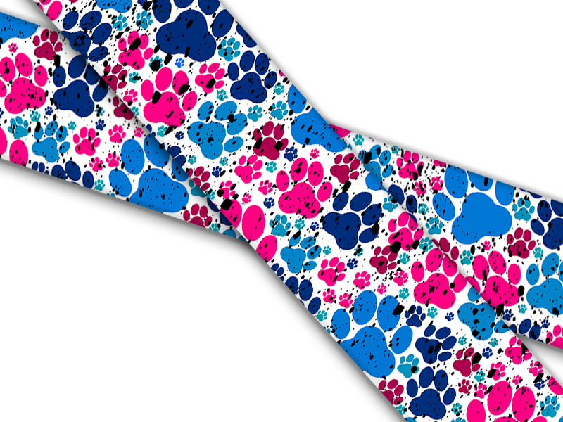 Biothane® mit UV Druck "Pinke und Blaue Pfoten"