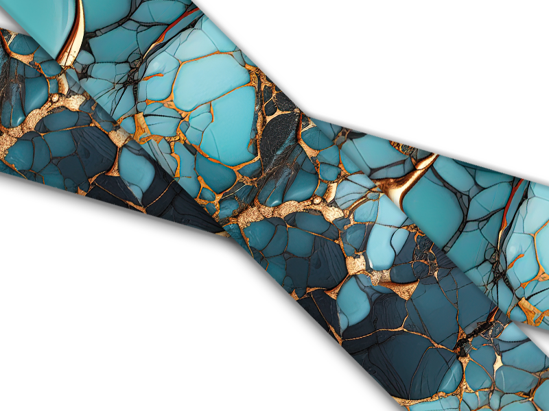 Biothane® avec impression UV (importation américaine) Turquoise-Marbre-Two